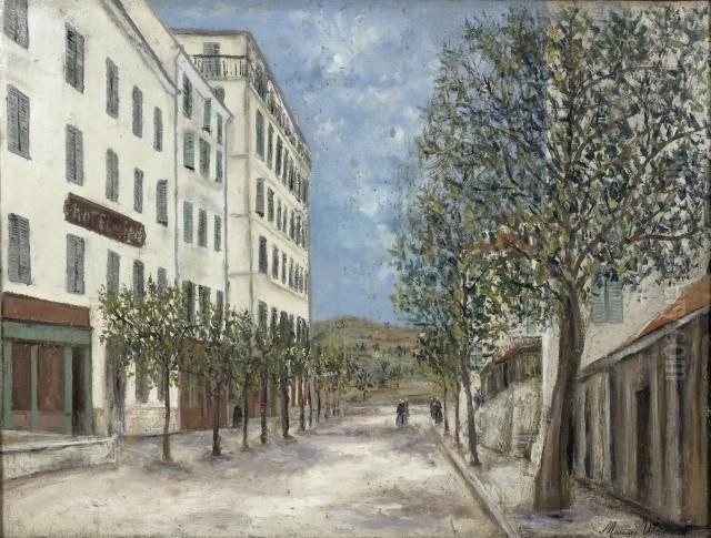 Rue A Corte (corse) Oil Painting by Maurice Utrillo