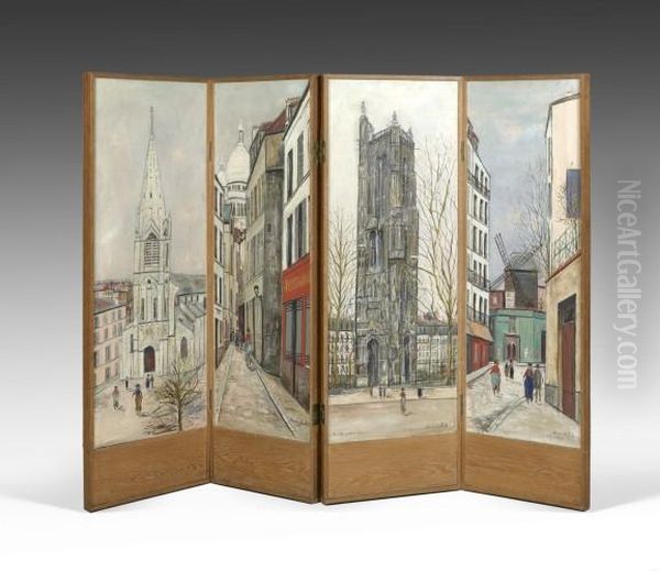 Le Paravent De Maurice Utrillo Oil Painting by Maurice Utrillo