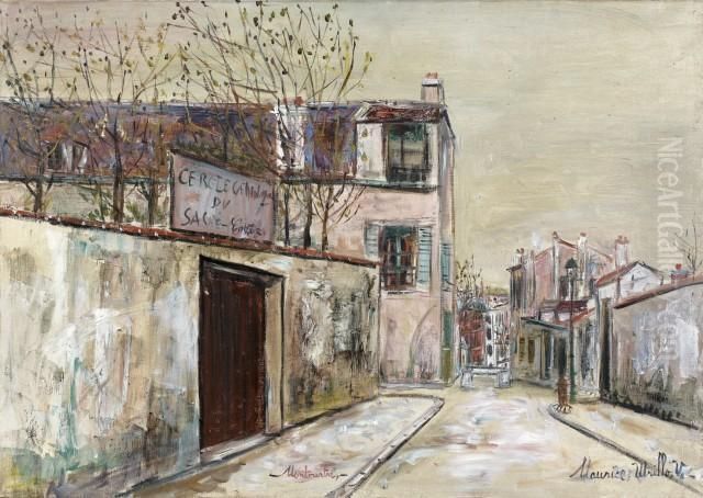 Le Cercle Catholique Du Sacre-coeur, Rue Du Mont-cenis, Montmartre Oil Painting by Maurice Utrillo