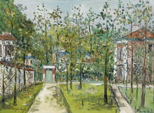 Le Jardin D'utrillo Au Vesinet (yvelines) Oil Painting by Maurice Utrillo