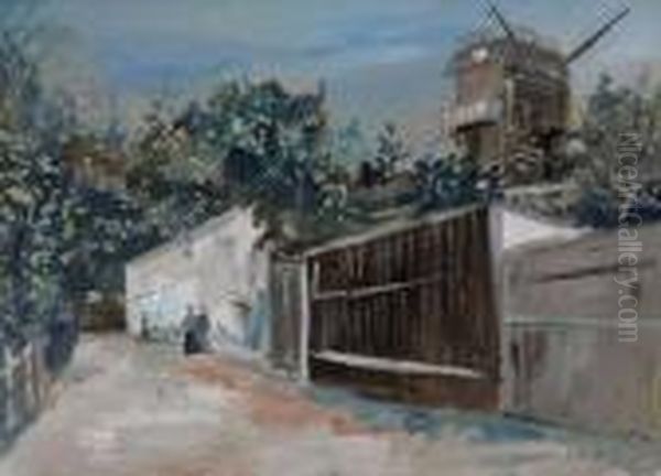 Le Moulin De La Galette, Montmartre, Paris Oil Painting by Maurice Utrillo