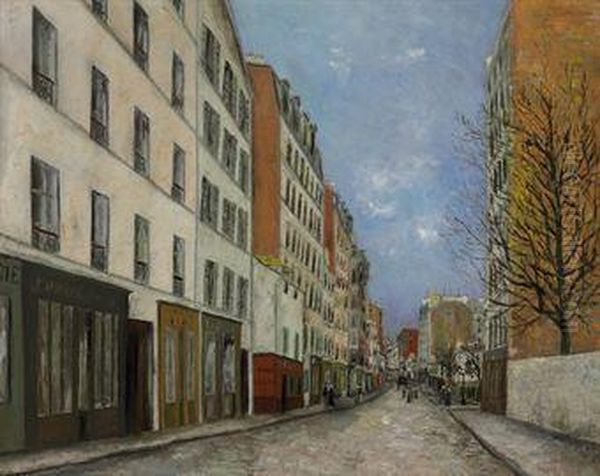 La Rue Marcadet A Montmartre Oil Painting by Maurice Utrillo