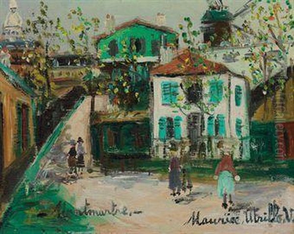Rue De Montmartre Oil Painting by Maurice Utrillo