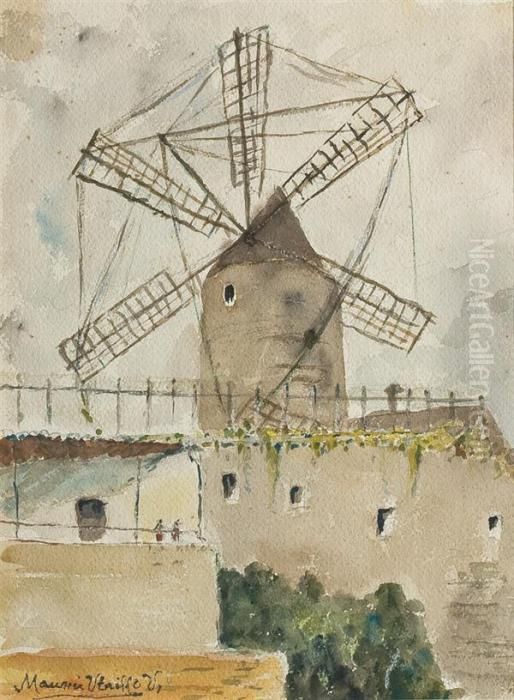 Along The Seine Oil Painting by Maurice Utrillo