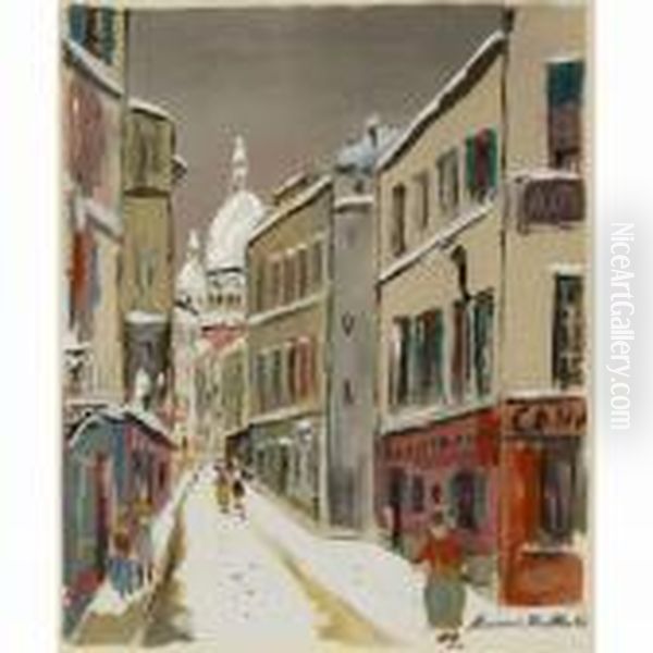 Rue St-rustique Oil Painting by Maurice Utrillo