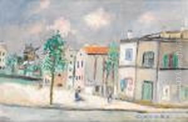Paris Et Le Moulin De La Galette Oil Painting by Maurice Utrillo