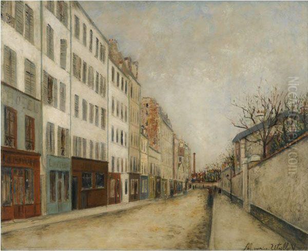 La Rue Des Poissonniers A Montmartre Oil Painting by Maurice Utrillo