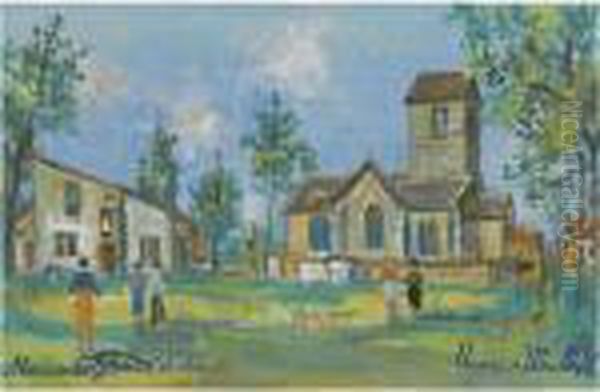 Maison De Jeanne D'arc Et Eglise A Domremy-la-pucelle(vosges) Oil Painting by Maurice Utrillo
