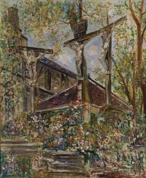 Eglise Saint Pierre De Montmartre Et Le Calvaire Oil Painting by Maurice Utrillo