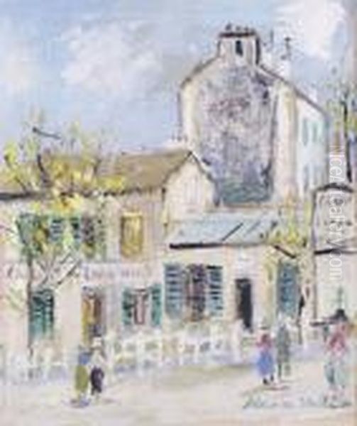 Le Cabaret Du Lapin Agile A Montmartre Oil Painting by Maurice Utrillo