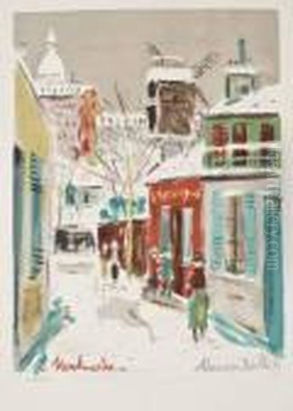 Montmartre Vecu Par Utrillo29.5 Oil Painting by Maurice Utrillo