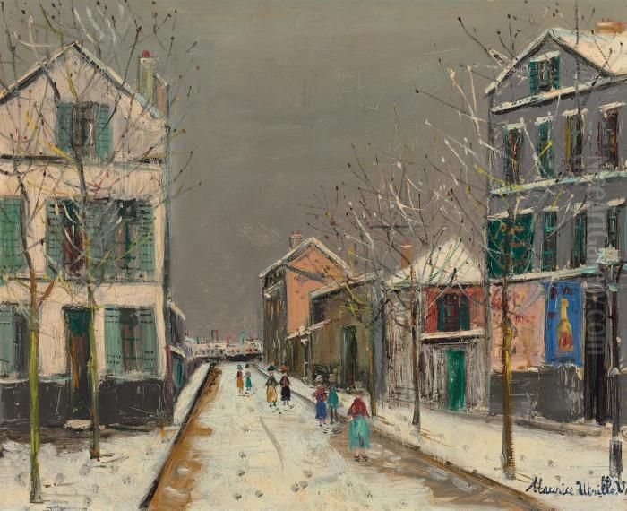 Paysage A Bourg-la-reine Sous La Neige Oil Painting by Maurice Utrillo