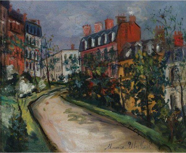 Rue De Paris Oil Painting by Maurice Utrillo