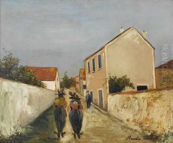 Une Rue De Village Oil Painting by Maurice Utrillo