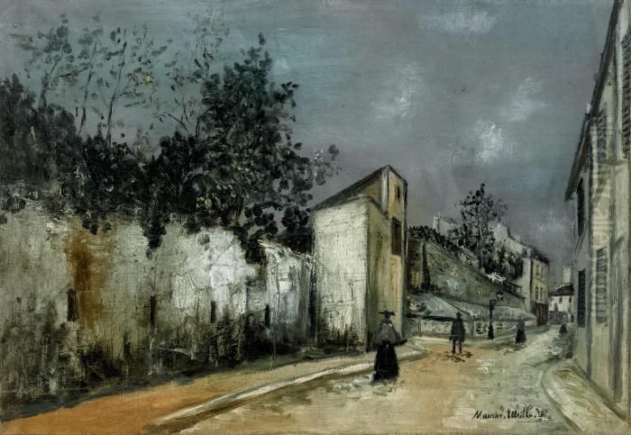 Rue Des Saules A Montmartre Oil Painting by Maurice Utrillo