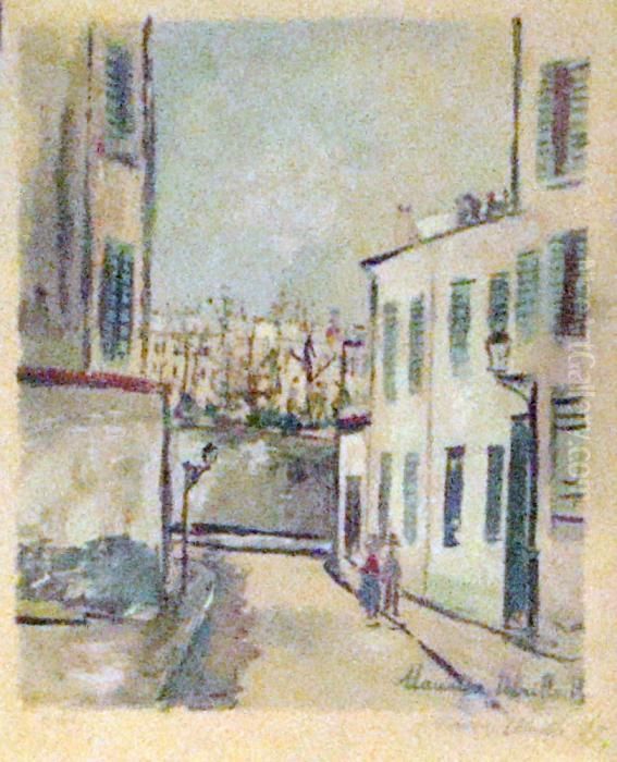 Rue De Montmartre Oil Painting by Maurice Utrillo