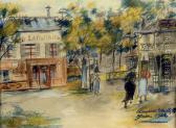 Restaurant La Fontaine Oil Painting by Maurice Utrillo