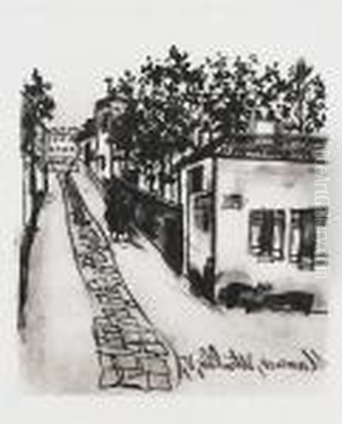 La Maison De Berlioz, Montmartre Oil Painting by Maurice Utrillo