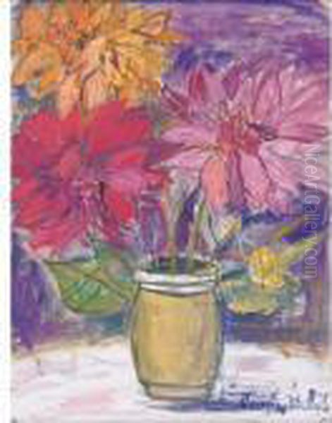 Dahlias Oil Painting by Maurice Utrillo