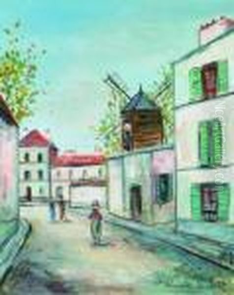 Moulin De La Galette A Montmartre Oil Painting by Maurice Utrillo