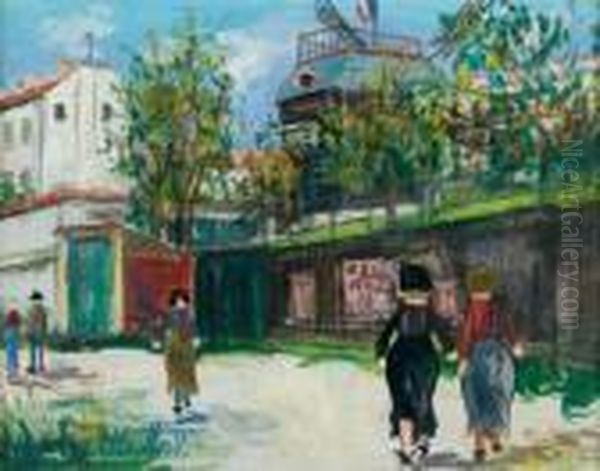 Le Bal Du Moulin De La Galette Oil Painting by Maurice Utrillo