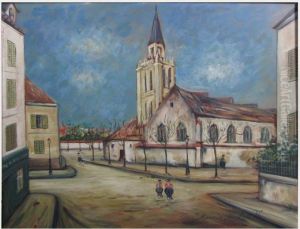 Village Church With People In Street