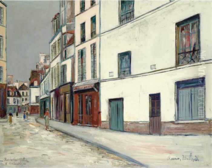 Rue Du Mont-cenis A Montmartre Oil Painting by Maurice Utrillo