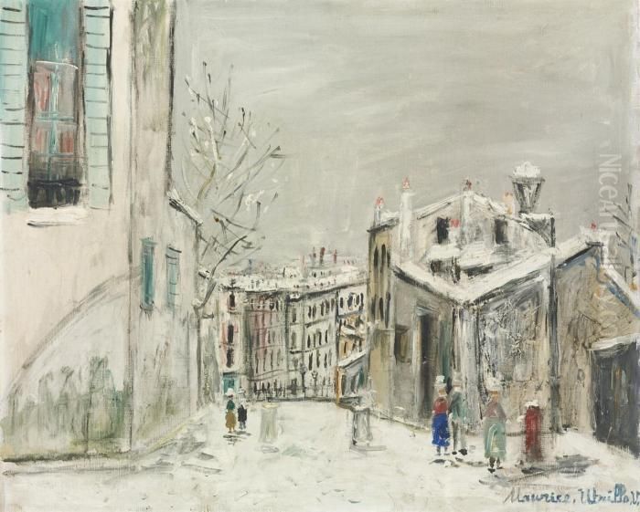 La Maison De Mimi Pinson Sous La Neige Oil Painting by Maurice Utrillo
