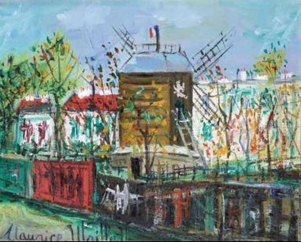 Le Moulin De La Galette Oil Painting by Maurice Utrillo