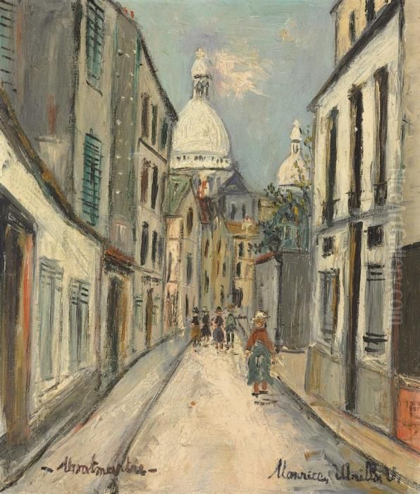 Rue De Chevalier De La Barre A Montmartre Oil Painting by Maurice Utrillo