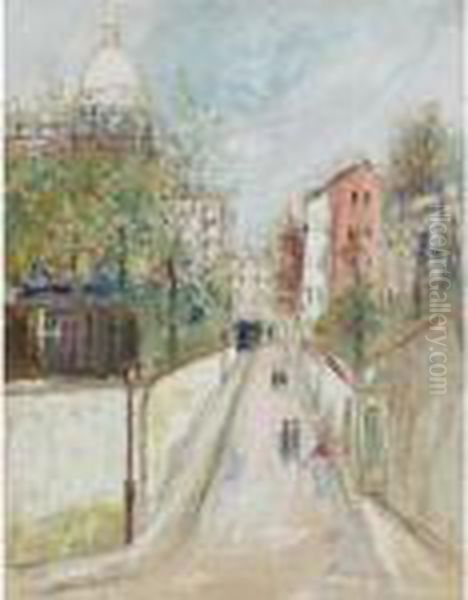 Rue A Montmartre Oil Painting by Maurice Utrillo