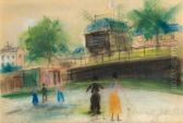 Montmartre, Le Moulin De La Galette Oil Painting by Maurice Utrillo