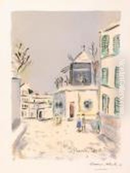 Rue De Montmartre Oil Painting by Maurice Utrillo