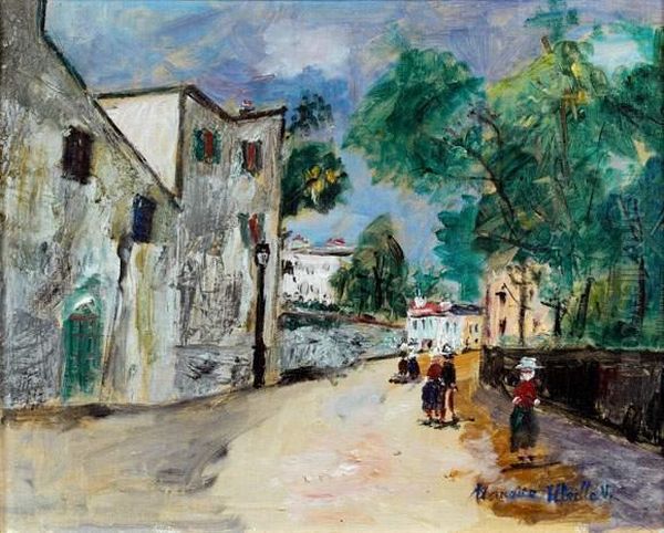 Rue Saint Vincent A Montmartre Oil Painting by Maurice Utrillo