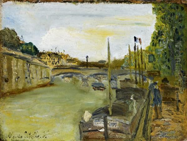 Le Pont Saint-michel A Paris Oil Painting by Maurice Utrillo