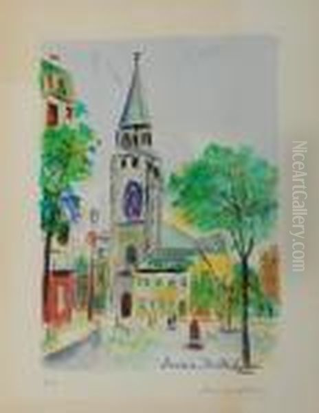L'eglise De Saint-germain-des-pres Oil Painting by Maurice Utrillo
