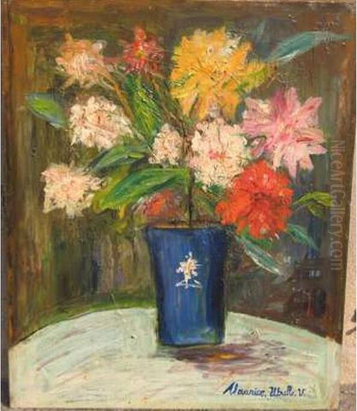 Vase De Fleurs Oil Painting by Maurice Utrillo