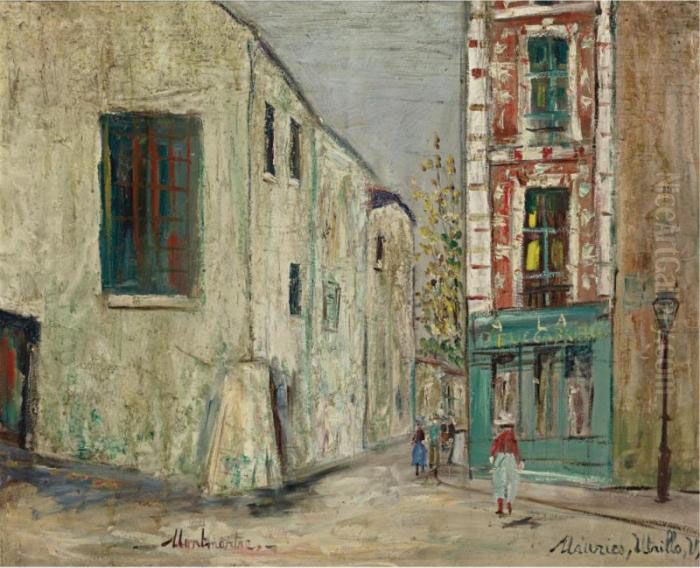 La Belle Gabrielle Et La Rue Saint-vincent Oil Painting by Maurice Utrillo
