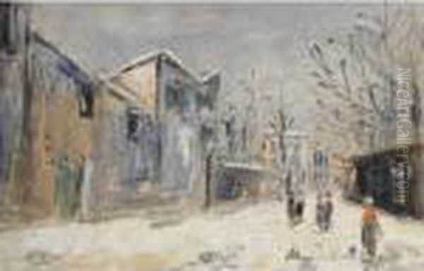 Neige A Montmartre Oil Painting by Maurice Utrillo