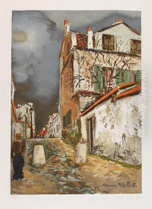 Rue Cortot Oil Painting by Maurice Utrillo