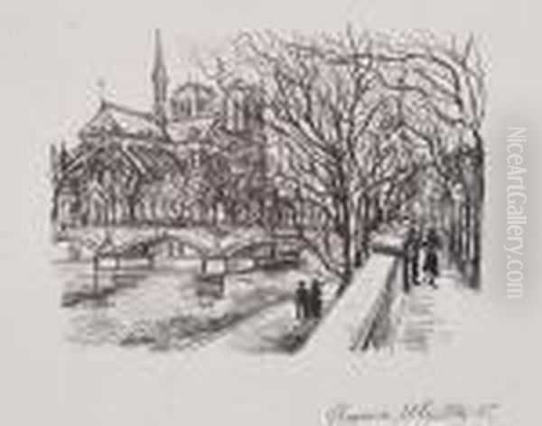 Notre Dame De Paris Oil Painting by Maurice Utrillo