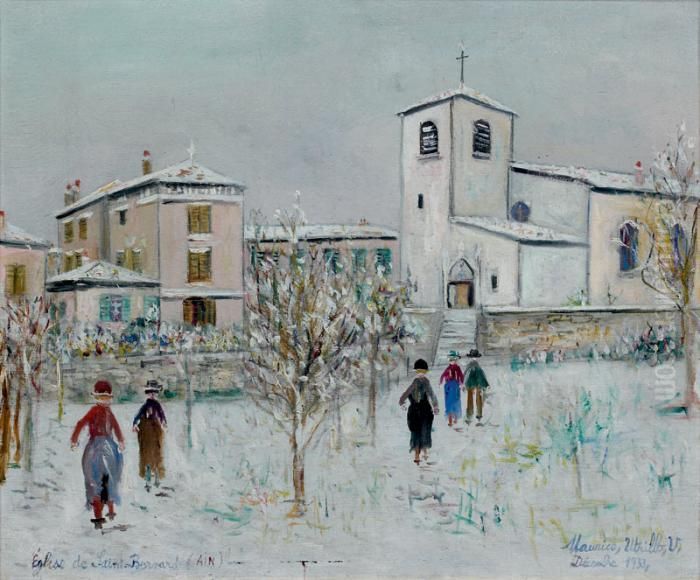 Eglise De Saint-bernard (ain) Oil Painting by Maurice Utrillo