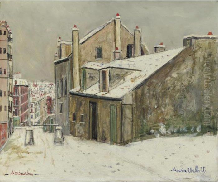 La Maison De Mimi Pinson Sous La Neige Oil Painting by Maurice Utrillo