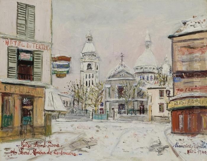 Eglise Saint-pierre Et Sacre-coeur De Montmartre Oil Painting by Maurice Utrillo