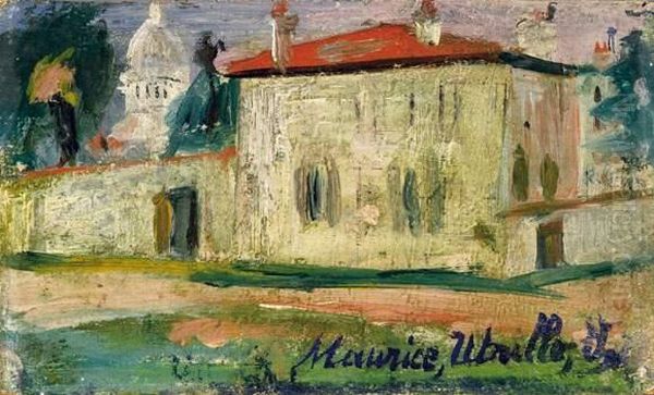 La Maison De Berlioz A Montmartre, Vers 1924 Oil Painting by Maurice Utrillo