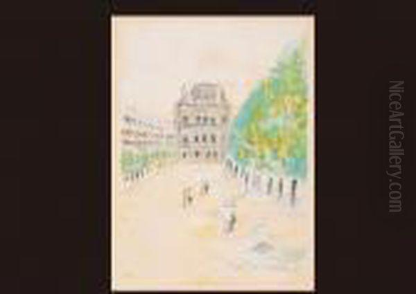 Au Musee De Louvre From Paris Capitale Oil Painting by Maurice Utrillo