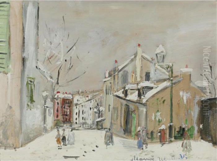 Maison De Mimi Pinson A Montmartre Oil Painting by Maurice Utrillo