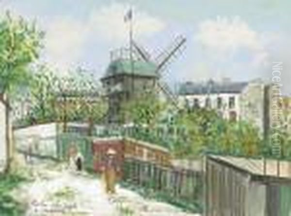 Le Moulin De La Galette A Montmartre Oil Painting by Maurice Utrillo