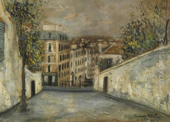 Rue De Mont-cenis Oil Painting by Maurice Utrillo