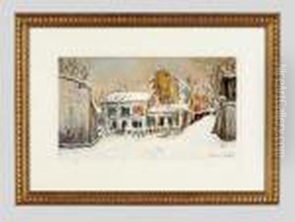 Snowy Lapin Agile Oil Painting by Maurice Utrillo